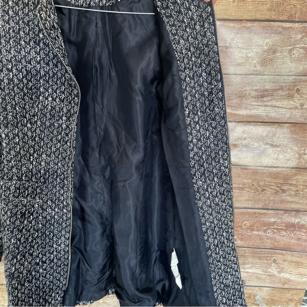 Zara Textured Weave Frock Coat With Zipper Size S - Picture 8 of 16